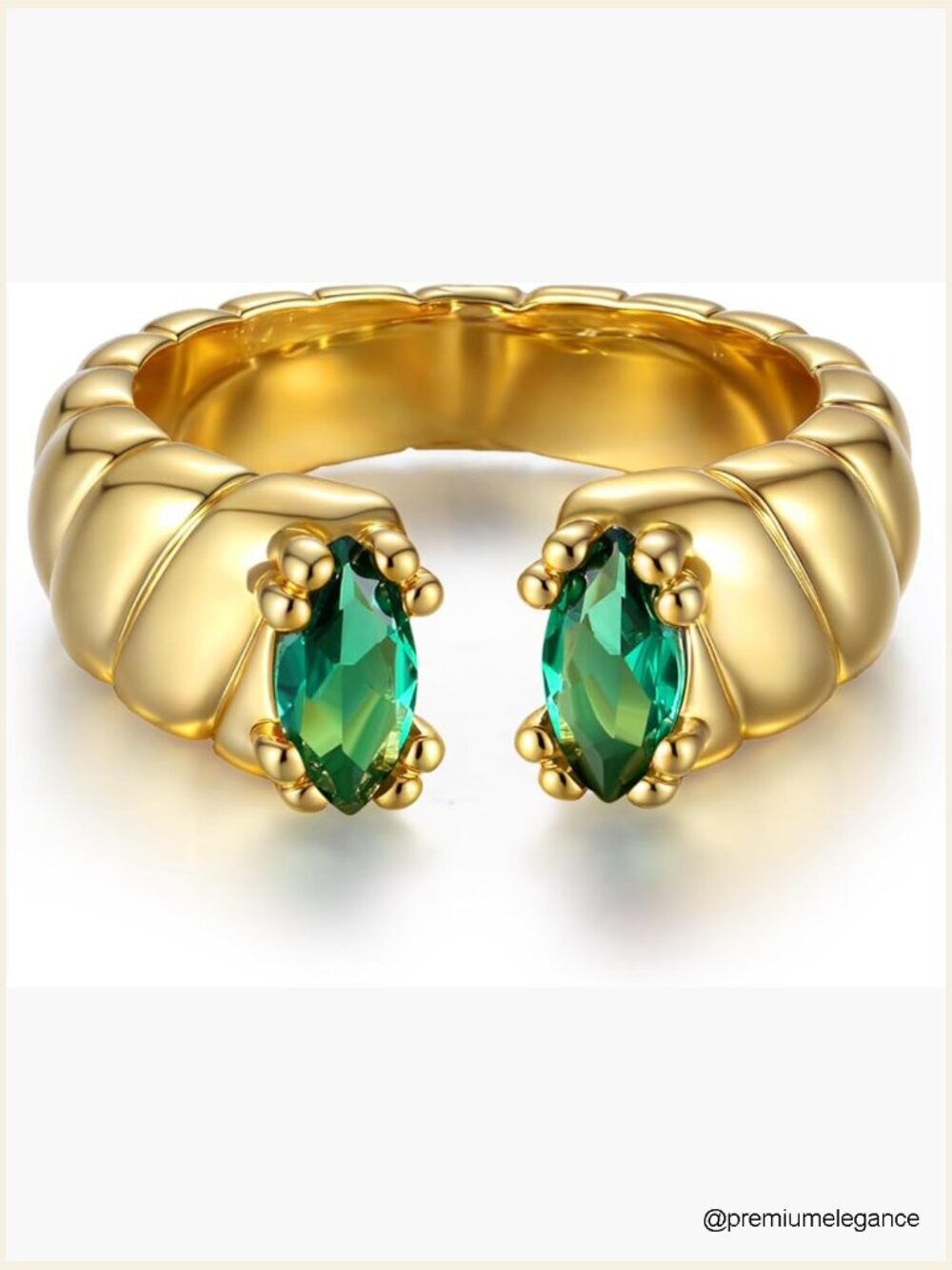 Adjustable Statement Ring 18K Gold Plated Marquise Zirconia Open Band
